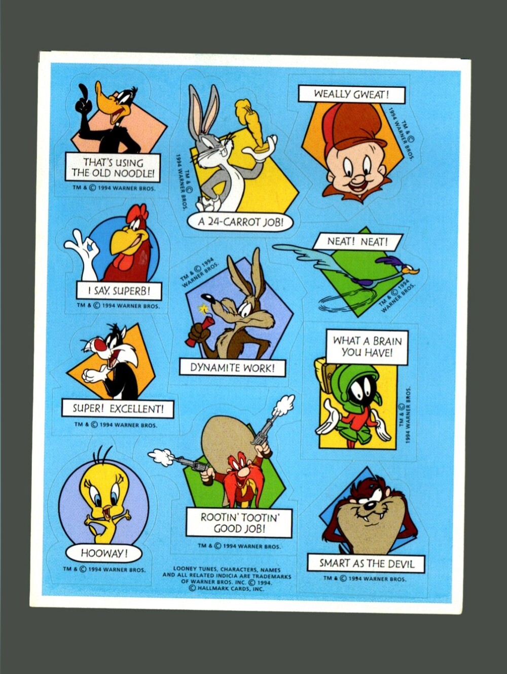 Hallmark x Looney Tunes Vintage 1994 Sticker Sheet